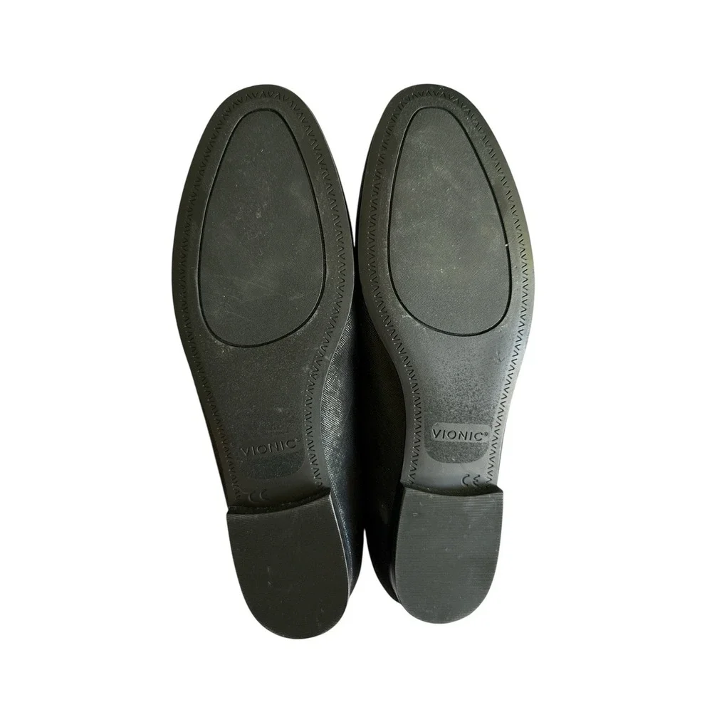 Vionic Willa II Loafer Shoe Size 8 Black Shimmer Slip On Flats Comfort Support